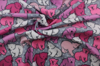 Polka Dot Bears Doubled Sided Fleece Fabric in Pink