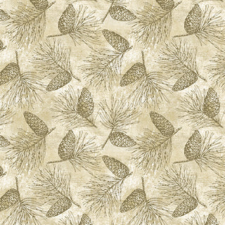 Benartex Soaring Heights Pine Cones Quilting Fabric in Parchment 