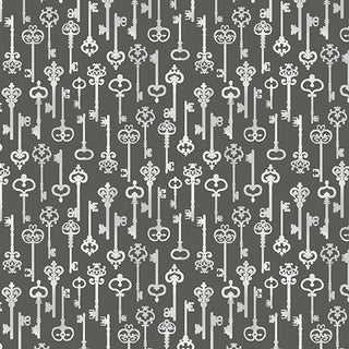 Benartex Victorian Skeleton Keys Quilting Fabric in Charcoal