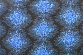Stippled Floral Bouquet Chiffon Fabric in Blue