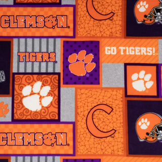 Clemson University Double Brushed, Antipill, Fleece Fabric in Orange