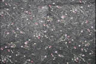 Flower Bouquet Stretch Chiffon Fabric in Sheer Black