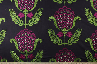 Beacon Hill Fenway Gardens Embroidered Fabric in Navyblazer