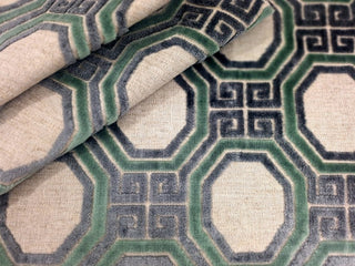 Duralee Fabrics Isaac Cut Velvet Fabric in Seafoam