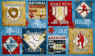 Wilmington Prints 7th Inning Stretch Quilting Fabric in Blue by Jennifer Pugh