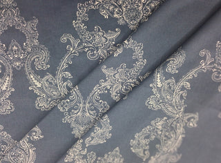 Robert Allen Fitz Damask Fabric in Navy