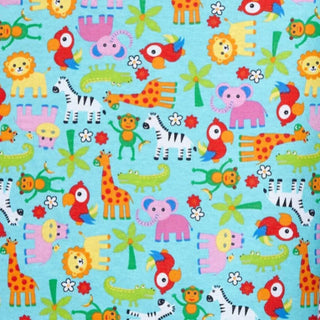 Rainforest Baby Flannel Fabric in Turquoise