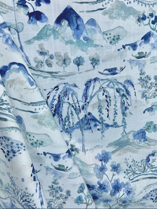 Belle Maison Willa Chinoiserie Toile Fabric in Indigo