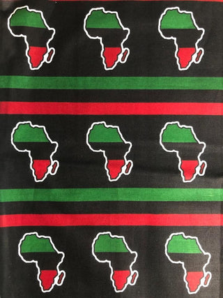 Harlem Wax Pan-African Map Fabric in Black   