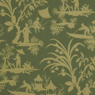 Robert Allen Lake Paradise Chinoiserie Toile Indoor/Outdoor Fabric in Sage