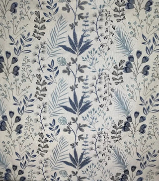 Clarke & Clarke Bracken Embroidered Fabric in Denim