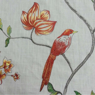 Laurel  Birds and Botanicals Embordered Fabric in Mandarin