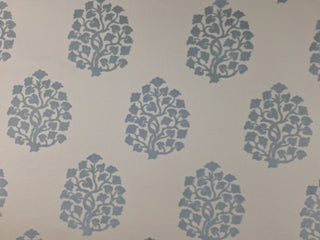 Foliate Scroll Flocked Velvet Fabric in Chambray