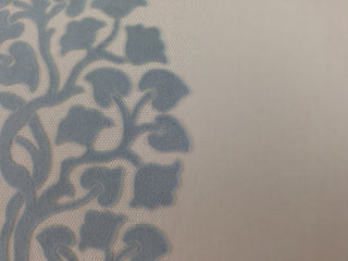 Foliate Scroll Flocked Velvet Fabric in Chambray
