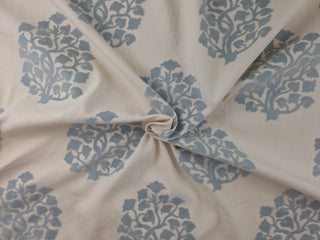 Foliate Scroll Flocked Velvet Fabric in Chambray
