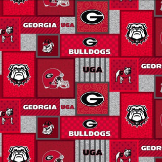 University of Georgia Double Brushed, Antipill, Fleece Fabric in Red