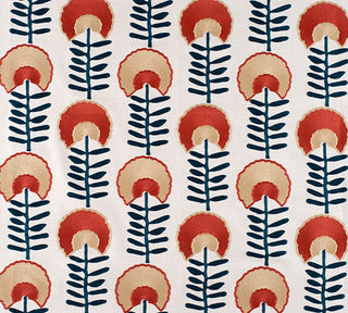 Hopps Floral Pottery Embroidered Fabric in Clay