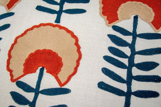 Hopps Floral Pottery Embroidered Fabric in Clay