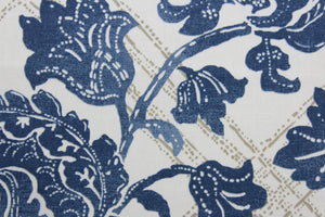 The Robert Allen© Bluebonnet in Indigo features a unique, multipurpose print with geometric and floral motifs that come together in a distinctive indigo blue, gold, and white color palette. It's designed to withstand up to 100,000 double rubs, and is dirt and stain repellant for worry-free use. It can be used for several different statement projects including window accents (drapery, curtains and swags), toss pillows, headboards, bed skirts, duvet covers, upholstery, and more.