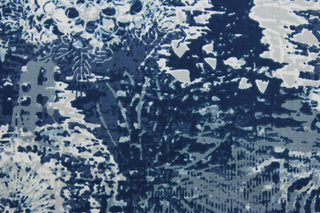The Robert Allen© Fezara in Indigo is a multi-purpose fabric made with a unique bold floral collage print in indigo and white. It's strong and durable, with a 100,000 double rubs rating. Plus, it's treated with a soil and stain repellent finish, making it perfect for heavy use. It can be used for several different statement projects including window accents (drapery, curtains and swags), toss pillows, headboards, bed skirts, duvet covers, upholstery, and more.