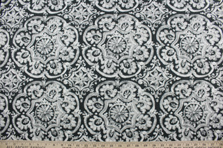 Richloom Solarium© Westphalia is a multipurpose outdoor fabric featuring ornamental medallions in shades of stone.  This fabric is U/V fade and water/stain resistant.  Perfect for porches, patios and pool side.  Uses include toss pillows, cushions, upholstery, tote bags and more. 