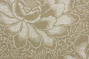  The Waverly© Flower Spray in Oatmeal is a unique multi-purpose fabric featuring a batik floral design in oatmeal and cream colors.  It can be used for several different statement projects including window accents (drapery, curtains and swags), toss pillows, headboards, bed skirts, duvet covers and light upholstery. 