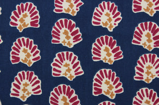 Bring West African vibrancy into your home with the Robert Allen© Kola Stencil in Berry. Crafted from strong, durable fabric and featuring a 30,000 double rub rating, this multipurpose print is a vivid blend of muted gold, berry, and off white on a navy blue background. Perfect for window treatments (draperies, valances, curtains, and swags), upholstery, bed skirts, duvet covers, pillow shams and accent pillows.  