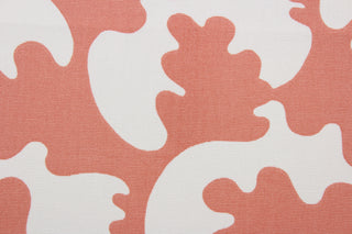 The Robert Allen© Bruno in Coral is the perfect addition to any room. The multipurpose fabric offers an abstract print in a coral and white colorway for a bold, eye-catching look.  Perfect for window treatments (draperies, valances, curtains, and swags), upholstery, bed skirts, duvet covers, pillow shams and accent pillows.  