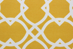 This multipurpose fabric features a bright geometric print in yellow and white, and is both stain and water resistant.  Best of all, it adds a pop of color to your outdoor living area.  Perfect for porches, patios and pool side.  Uses include toss pillows, cushions, upholstery, umbrellas, tote bags and more. 