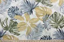 Load image into Gallery viewer, The Richloom Solarium© Piermont in Sonoma print contains bold, tropical palm leaves in stone, blue, green, and wheat making it ideal for outdoor multipurpose use.  It has been tested to resist 500 hours of exposure to sunlight.  The fabric is also water and stain resistant.  Perfect for porches, patios and pool side.  Uses include toss pillows, cushions, upholstery, tote bags and more. 
