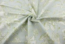 Load image into Gallery viewer, The Richloom Platinum Collection© Oliver fabric has been designed with a classic yet elegant design featuring a beautiful floral leaf vine pattern in shades of green and white. This multipurpose fabric offers outstanding durability and resistance to wear and tear.  It can be used for several different statement projects including window accents (drapery, curtains and swags), toss pillows, headboards, bed skirts, duvet covers, upholstery, and more.
