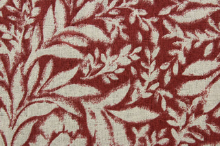 The Robert Allen© Indiki Blooms in Henna fabric is perfect for multipurpose use, featuring a unique floral print that blends the henna and natural colorways.  Made from highly durable cotton, this fabric offers up to 100,000 double rubs.  It can be used for several different statement projects including window accents (drapery, curtains and swags), toss pillows, headboards, bed skirts, duvet covers, upholstery, and more.