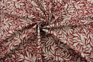 The Robert Allen© Indiki Blooms in Henna fabric is perfect for multipurpose use, featuring a unique floral print that blends the henna and natural colorways.  Made from highly durable cotton, this fabric offers up to 100,000 double rubs.  It can be used for several different statement projects including window accents (drapery, curtains and swags), toss pillows, headboards, bed skirts, duvet covers, upholstery, and more.