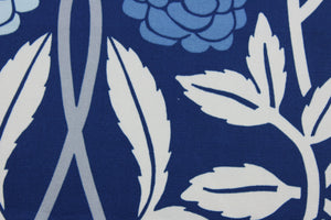 Boasting a blue, gray, and white pattern, this fabric is sure to bring a multifaceted look to any interior. The fabric is also designed for long-lasting performance, with an impressive 15,000 double rubs and soil and stain resistant finish. It can be used for several different statement projects including window accents (drapery, curtains and swags), toss pillows, headboards, bed skirts, duvet covers and upholstery. 