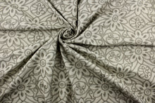 Load image into Gallery viewer, Expertly crafted, the Embroidered Grandfleur in Olive is an intricate floral embroidery in tonal shades of olive green, making a statement of elegance and sophistication.  Uses include drapery, pillows, light upholstery, table runners, bedding, headboards, home décor and apparel.  
