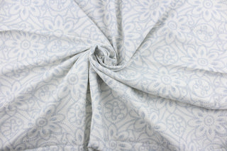 Expertly crafted, the Embroidered Grandfleur in Ivory Vapor is an intricate floral embroidery in powder blue against an ivory background, making a statement of elegance and sophistication.  Uses include drapery, pillows, light upholstery, table runners, bedding, headboards, home décor and apparel.  