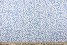 Load image into Gallery viewer,  Expertly crafted, the Embroidered Grandfleur in White Bluebell is an intricate floral embroidery in blue against a white background, making a statement of elegance and sophistication.  Uses include drapery, pillows, light upholstery, table runners, bedding, headboards, home décor and apparel.  
