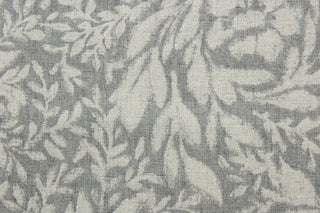  The Robert Allen© Indiki Blooms in Greystone fabric is perfect for multipurpose use, featuring a unique floral print that blends the grey and natural colorways.  Made from highly durable cotton, this fabric offers up to 100,000 double rubs.  It can be used for several different statement projects including window accents (drapery, curtains and swags), toss pillows, headboards, bed skirts, duvet covers, upholstery, and more.