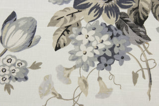 This Robert Allen© Medley Blooms in Pewter is the perfect balance of form and function. The beautiful floral print in shades of pewter against a cream background will bring a timeless elegance to your décor. Crafted with soil and stain repellant fabric, this multipurpose fabric will keep your décor looking fresh and beautiful through years of use. 