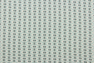 Experience the versatility of Covington© Fairmont in Mist. This multipurpose fabric boasts a beautiful foulard print in shades of gray, white, and powder blue.  With a durability of 50,000 double rubs, it's perfect for any project you have in mind.  The fabric is perfect for window accents (draperies, valances, curtains and swags) cornice boards, accent pillows, bedding, headboards, cushions, ottomans, slipcovers and upholstery.  