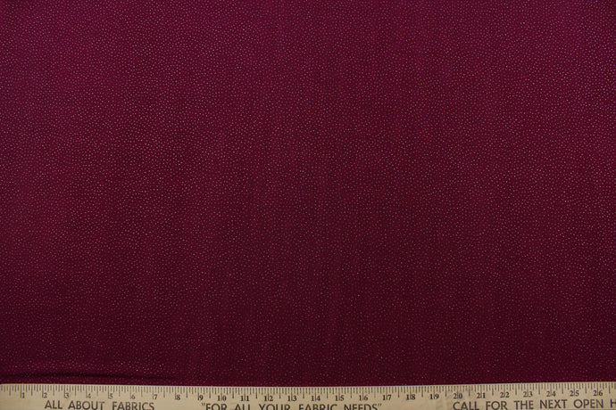  Glittered in Plum boasts a beautiful purple hue adorned with silver glittering sparkles to add a touch of glam.  Enjoy ultimate comfort and flexibility with its 8 way stretch material.  Perfect for adding sparkle to special occasion apparel, dancewear, costumes, overlays, table tops, and decorations. 