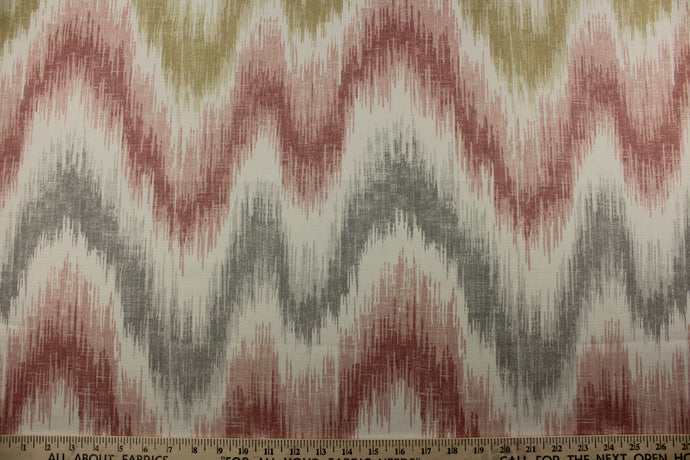 Introducing the P Kaufmann© Leelo in Blush - a multipurpose fabric with a stunning blush, tan, gray, and off white printed ikat design. The versatile fabric is perfect for window accents (draperies, valances, curtains and swags) cornice boards, accent pillows, bedding, headboards, cushions, ottomans, slipcovers and upholstery. <span data-mce-fragment=