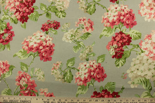  large floral print brings a touch of elegance to any setting, while the red, pink, green, and cream colors pop against the light grey background. With 51,000 double rubs, this fabric is built to last and withstand the elements. Great for<span data-mce-fragment="1">&nbsp;cushions, tablecloths, upholstery projects, decorative pillows and craft projects.&nbsp; Recommended to store away when not in use.</span>
