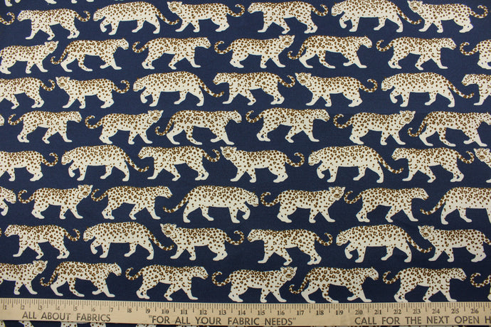  striking white and brown tiger design on a navy blue background, this fabric offers 51,000 double rubs and 500 UV hours, making it both strong and fade-resistant. Plus, its water repellent properties make it ideal for various weather conditions. Great for<span data-mce-fragment=