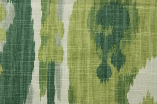  <span data-mce-fragment="1">Experience the versatility of P Kaufmann© Salma in Meadow. This vibrant linen blend features an ikat design in shades of green and light alabaster white. Its soil and stain repellent properties provide long-lasting durability, with 15,000 double rubs. The versatile fabric is perfect for window accents (draperies, valances, curtains and swags) cornice boards, accent pillows, bedding, headboards, cushions, ottomans, slipcovers and upholstery.</span>