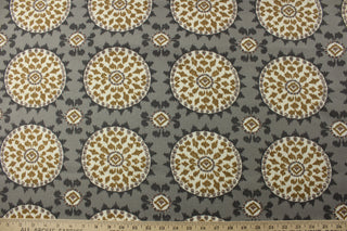  The Dena Designs© Outdoor Johara in Slate is a multipurpose fabric with a beautiful medallion print in neutral tones of tan, gray, and off white. Not only does it add visual appeal to any outdoor space, but it is also soil and stain resistant, boasting an impressive 51,000 double rubs for durability.&nbsp;Great for<span data-mce-fragment="1">&nbsp;cushions, tablecloths, upholstery projects, decorative pillows and craft projects.&nbsp; Recommended to store away when not in use.</span>