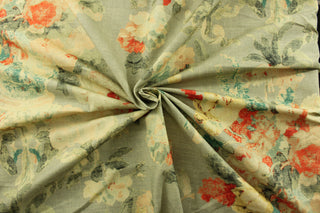  This multipurpose floral cotton print by P/Kaufmann© features a sage background with accents of dark green, red, creams, and hints of teal. A perfect addition to any décor, its versatile design adds a touch of elegance and warmth to any space. Great for window accents (draperies, valances, curtains and swags) cornice boards, accent pillows, bedding, headboards, cushions, ottomans, slipcovers and light duty upholstery. <span data-mce-fragment="1">&nbsp;</span>