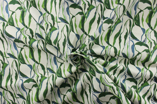  Transform your space with P Kaufmann© Metamorphic Geode in Verde. Featuring a crisp white background and vibrant botanical print in shades of green and blue, this fabric is both durable and visually stunning with a double rubs rating of 48,000.&nbsp;Perfect for window accents (draperies, valances, curtains and swags) cornice boards, accent pillows, bedding, headboards, cushions, ottomans, slipcovers and upholstery. <span data-mce-fragment="1">&nbsp;</span>