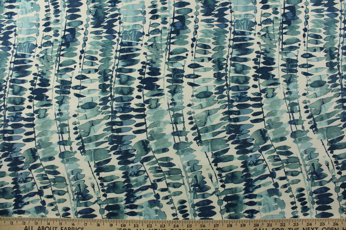 Perfect for porches and patios, PK Lifestyles© Outdoor Watermark in Aquatic features a stunning watercolor print in shades of blue on a crisp white background.  Its water repellant fabric is also stain, mildew, and UV resistant, ensuring long-lasting durability with 51,000 double rubs.  Great for<span data-mce-fragment=