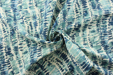 Load image into Gallery viewer, Perfect for porches and patios, PK Lifestyles© Outdoor Watermark in Aquatic features a stunning watercolor print in shades of blue on a crisp white background.&nbsp; Its water repellant fabric is also stain, mildew, and UV resistant, ensuring long-lasting durability with 51,000 double rubs.&nbsp; Great for&lt;span data-mce-fragment=&quot;1&quot;&gt;&nbsp;cushions, tablecloths, upholstery projects, decorative pillows and craft projects.&nbsp; Recommended to store away when not in use.&lt;/span&gt;
